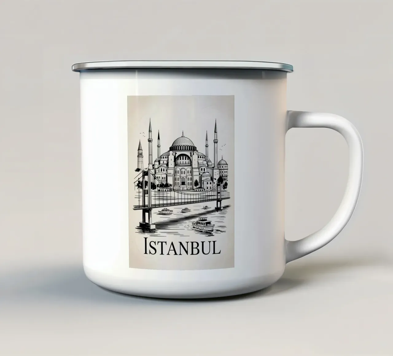Poster di Istanbul in bianco e nero tazza in smalto da Vintage Travel Art