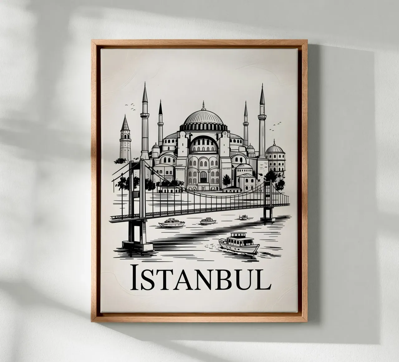 Poster di Istanbul in bianco e nero tela con Cornice a cassetta da Vintage Travel Art