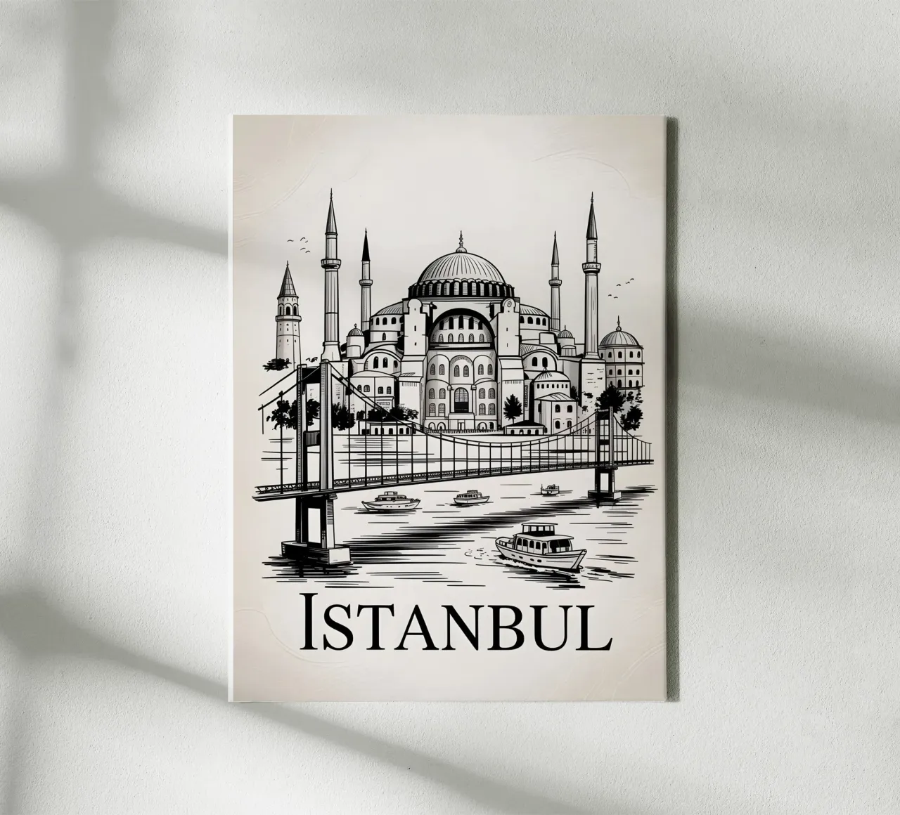 Poster di Istanbul in bianco e nero tela con Cornice a cassetta da Vintage Travel Art