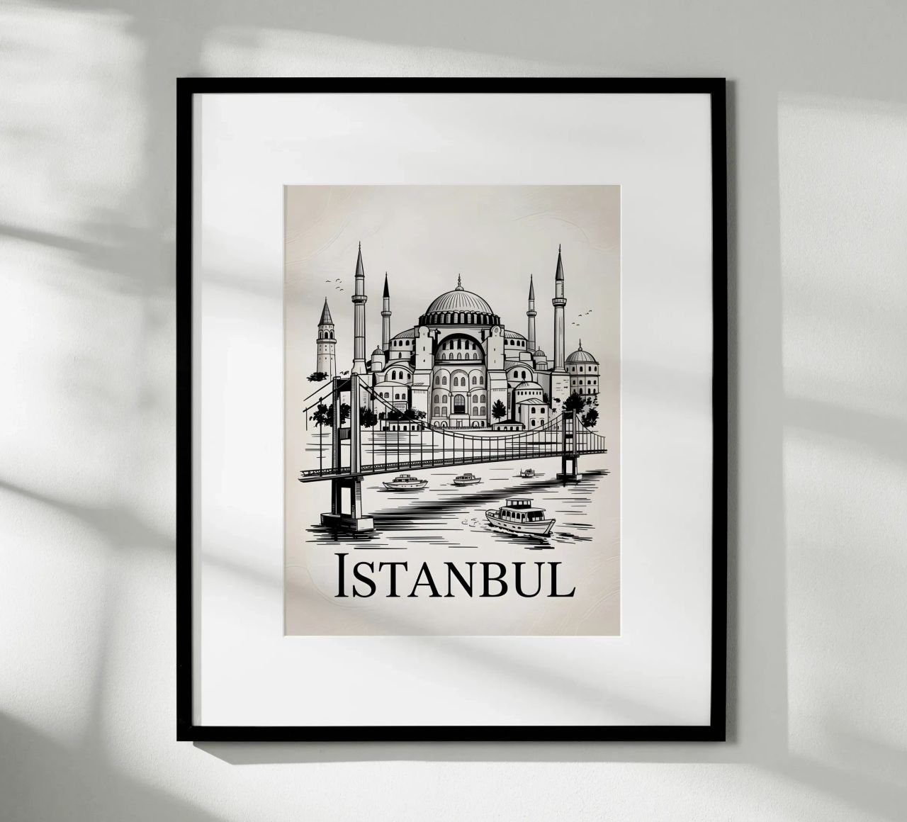 Istanbul schwarz weiß Reiseposter Poster von Vintage Travel Art