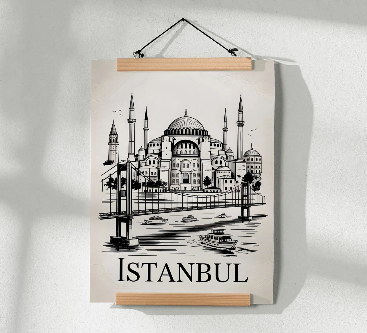 Istanbul schwarz weiß Reiseposter Poster von Vintage Travel Art