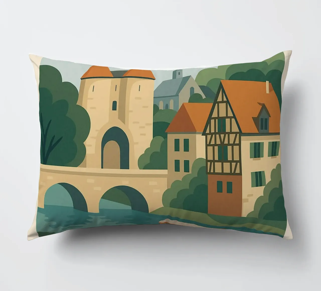 Moret-sur-Loing - La serenità del fiume alla francese cuscino da JETLAG | affiches voyage