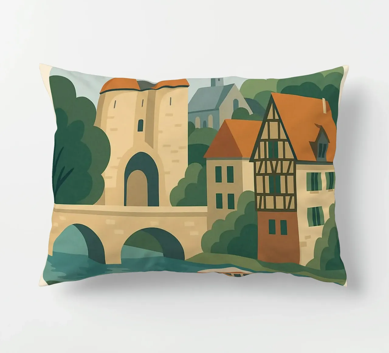 Moret-sur-Loing - La serenità del fiume alla francese cuscino da JETLAG | affiches voyage