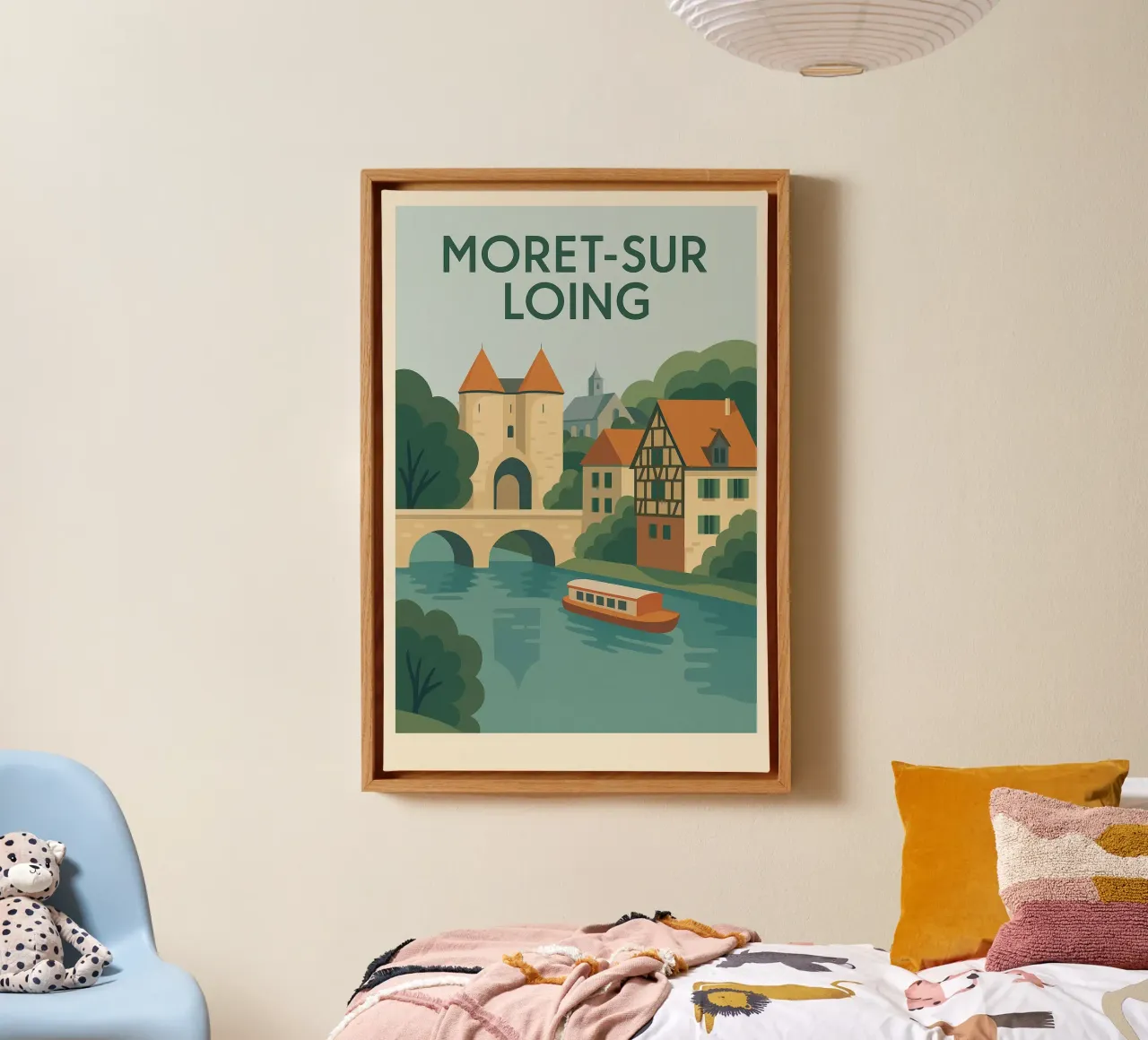 Moret-sur-Loing - La serenità del fiume alla francese tela da JETLAG | affiches voyage