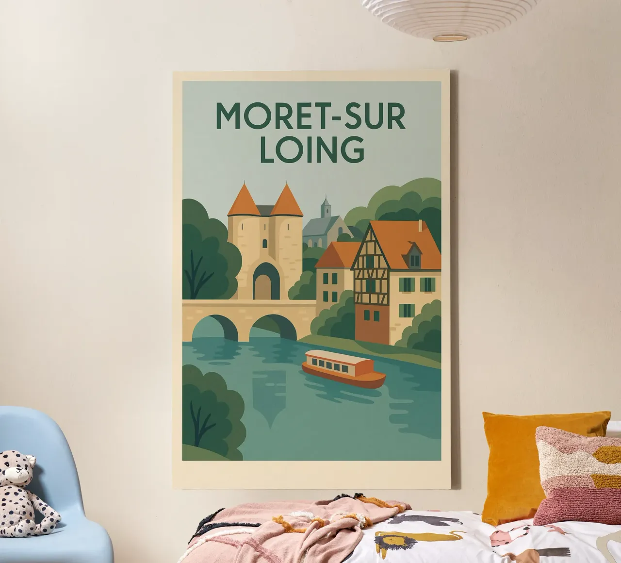 Moret-sur-Loing - La serenità del fiume alla francese tela da JETLAG | affiches voyage