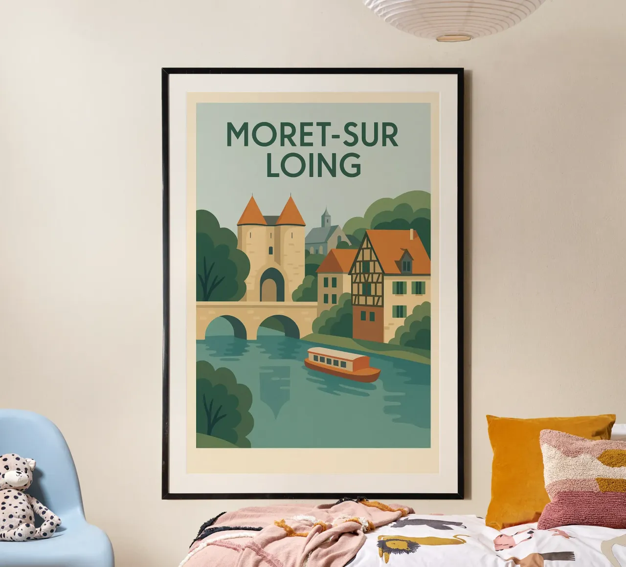 Moret-sur-Loing - La serenità del fiume alla francese carta hahnemühle da JETLAG | affiches voyage