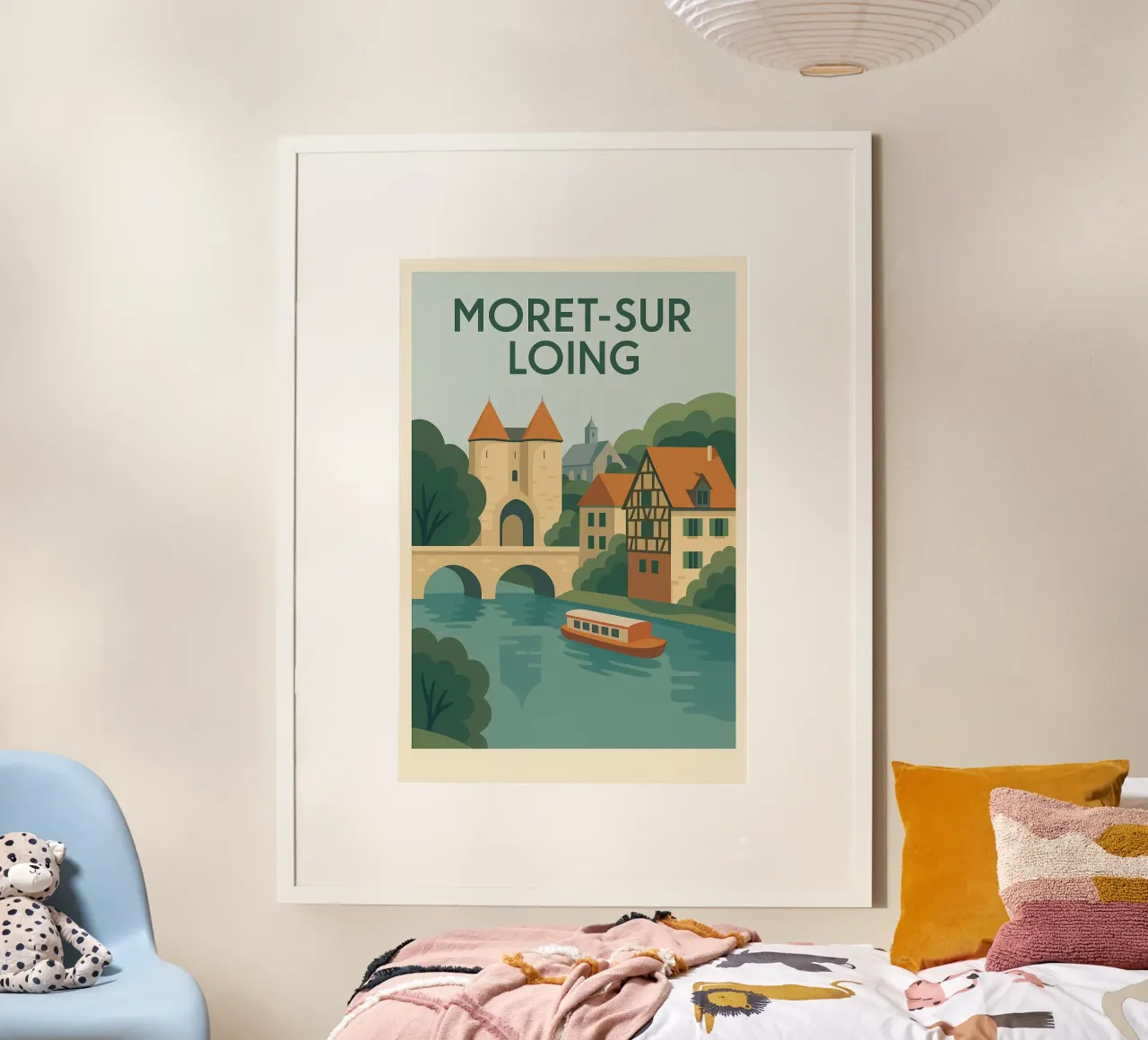 Moret-sur-Loing - La serenità del fiume alla francese carta hahnemühle da JETLAG | affiches voyage
