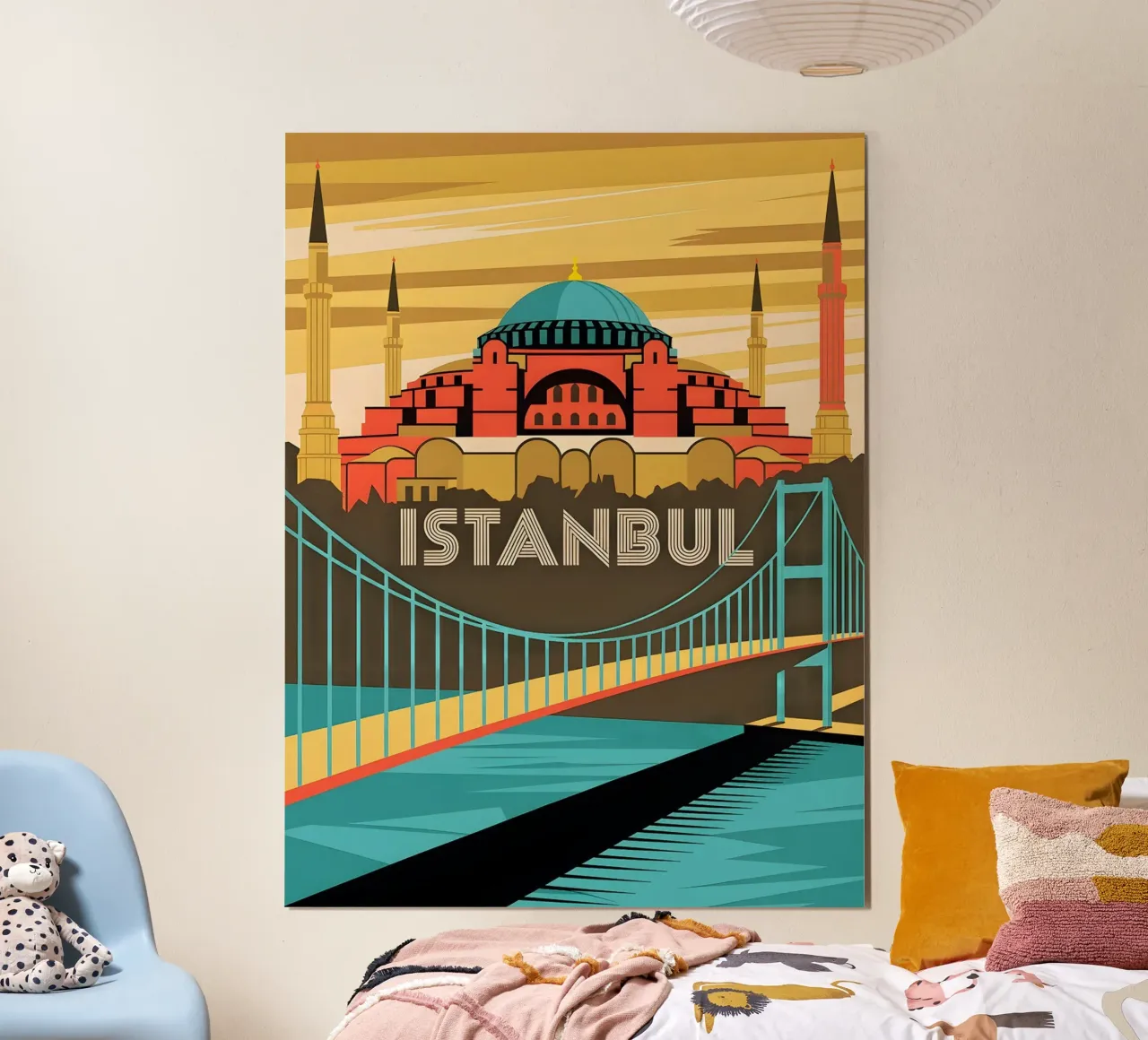 Istanbul retro Reiseposter poster con telaio in legno da Vintage Travel Art