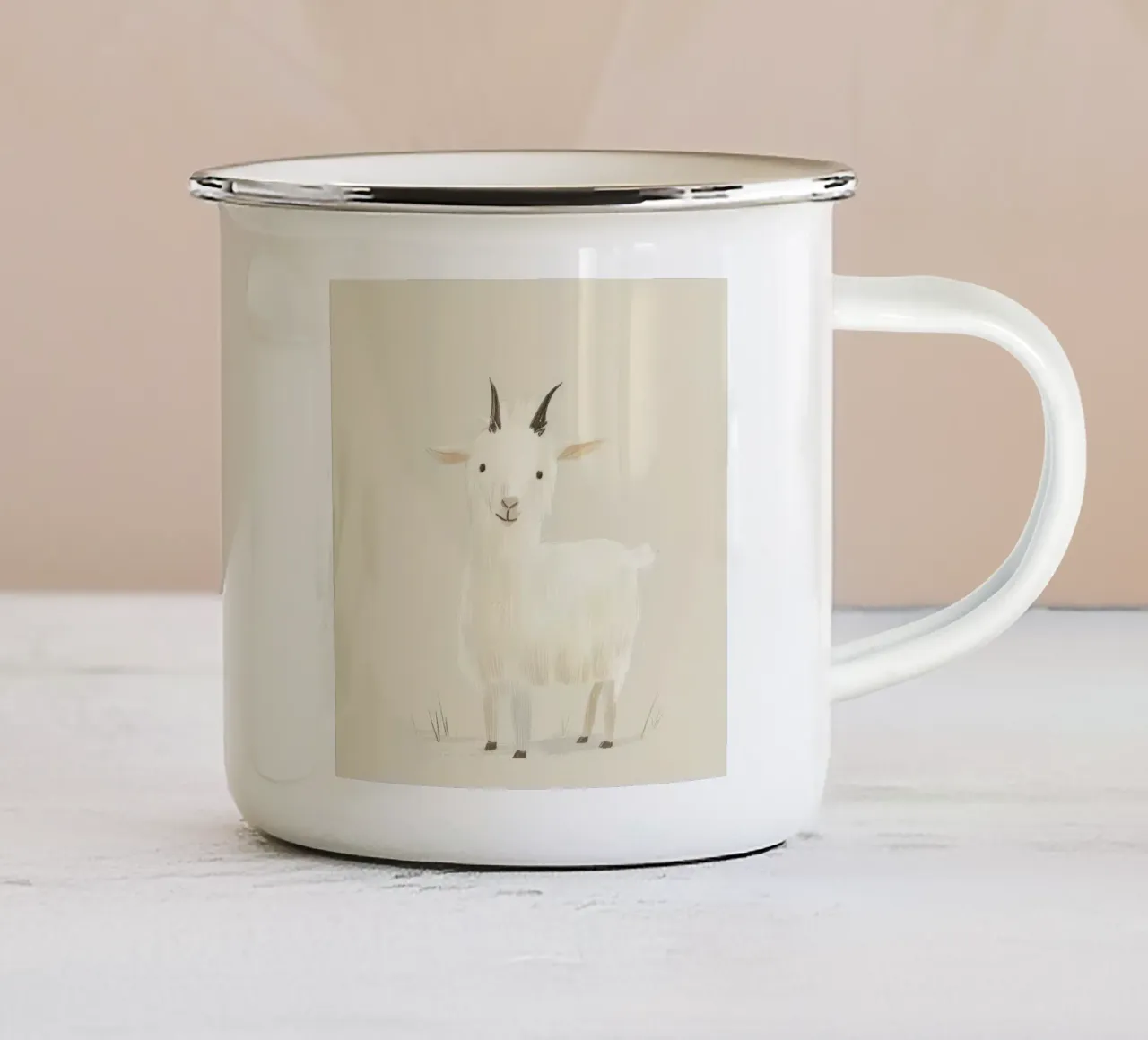 La chèvre blanche pure - Une amie de la ferme paisible et majestueuse mug en émail de DesignDoodle