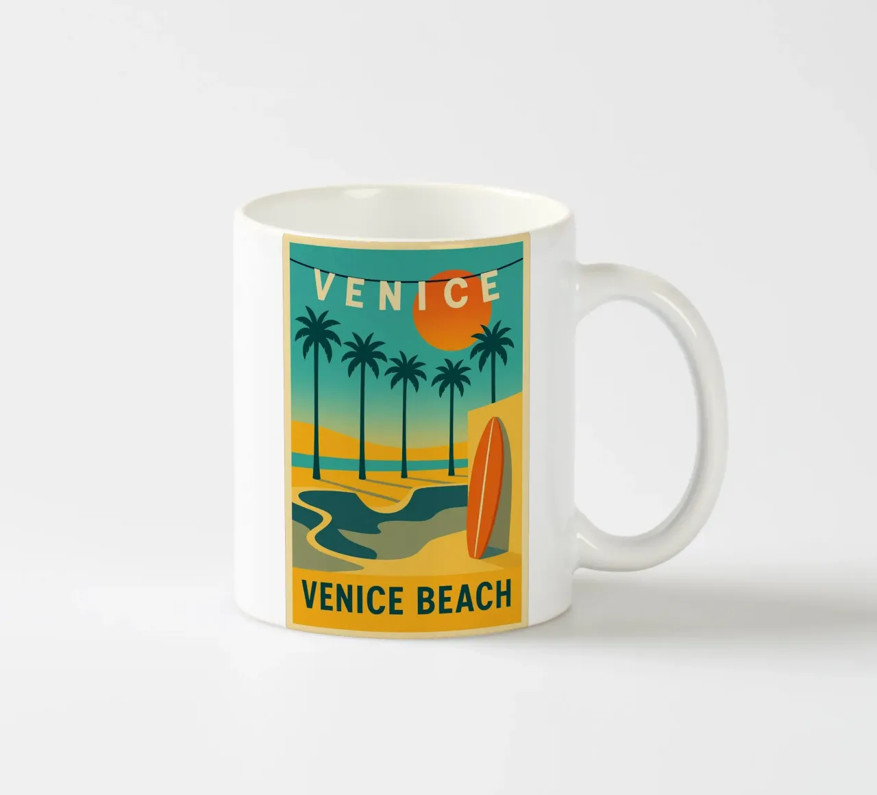 Venice Beach - Il tramonto grafico di L.A. tazza in ceramica da JETLAG | affiches voyage