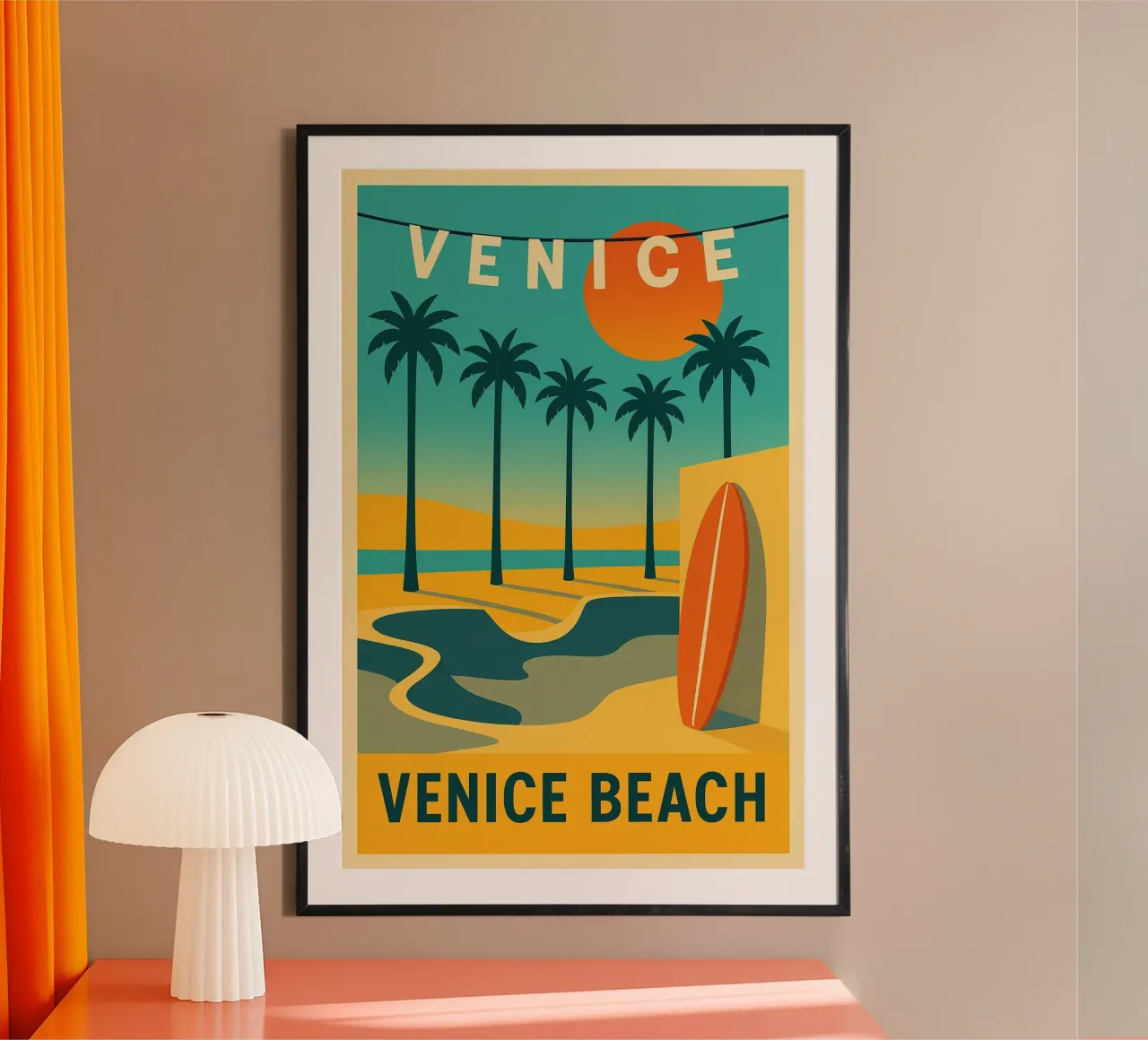 Venice Beach - L.A.'s graphic Sunset hahnemühle by JETLAG | affiches voyage