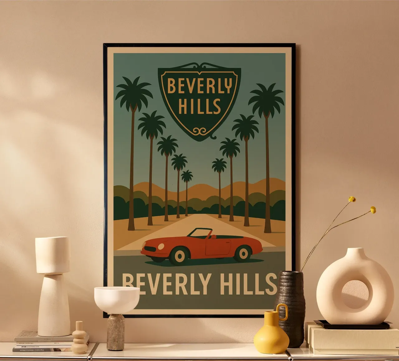 Beverly Hills - l'icona del glamour in California poster con telaio in plastica da JETLAG | affiches voyage