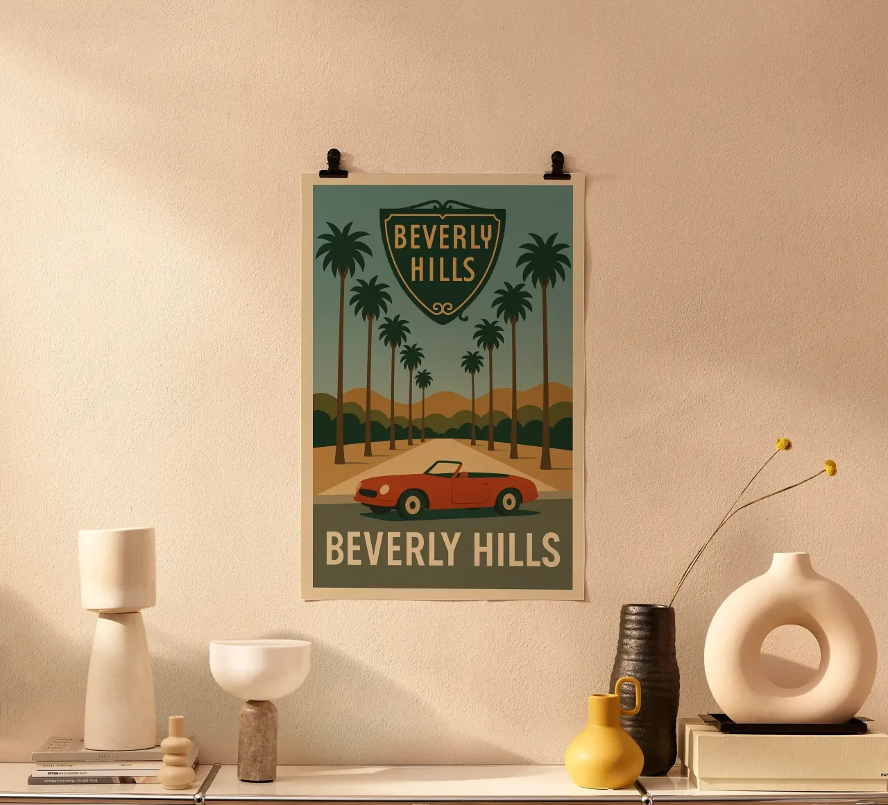 Beverly Hills - l'icona del glamour in California poster con telaio in plastica da JETLAG | affiches voyage