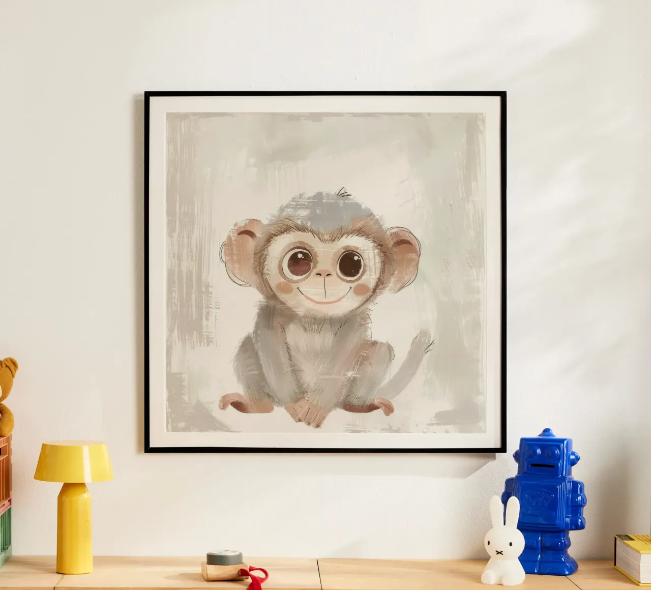 Jeune singe joyeux - Un compagnon de jungle qui aime s'amuser poster de DesignDoodle