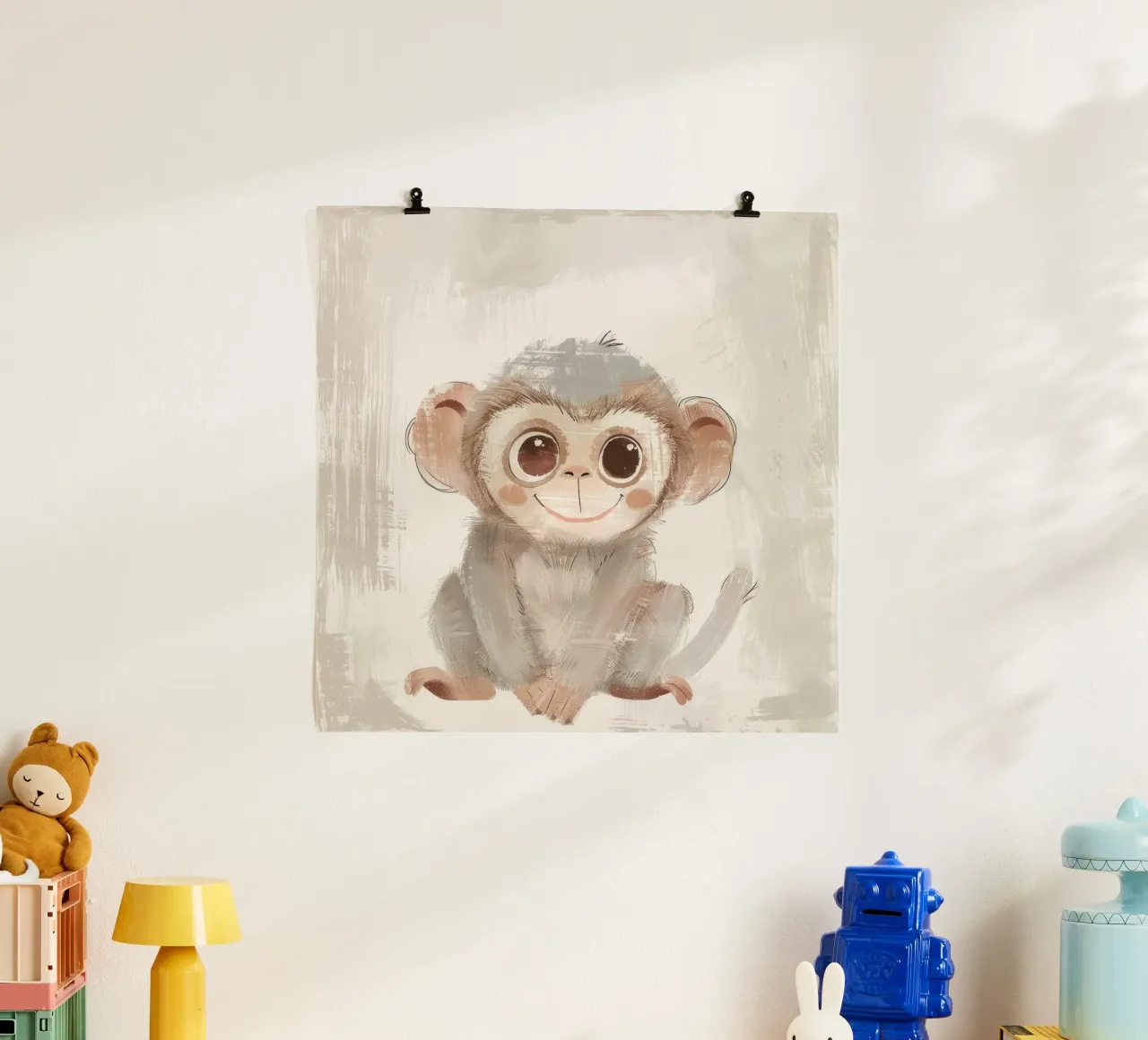 Jeune singe joyeux - Un compagnon de jungle qui aime s'amuser poster de DesignDoodle