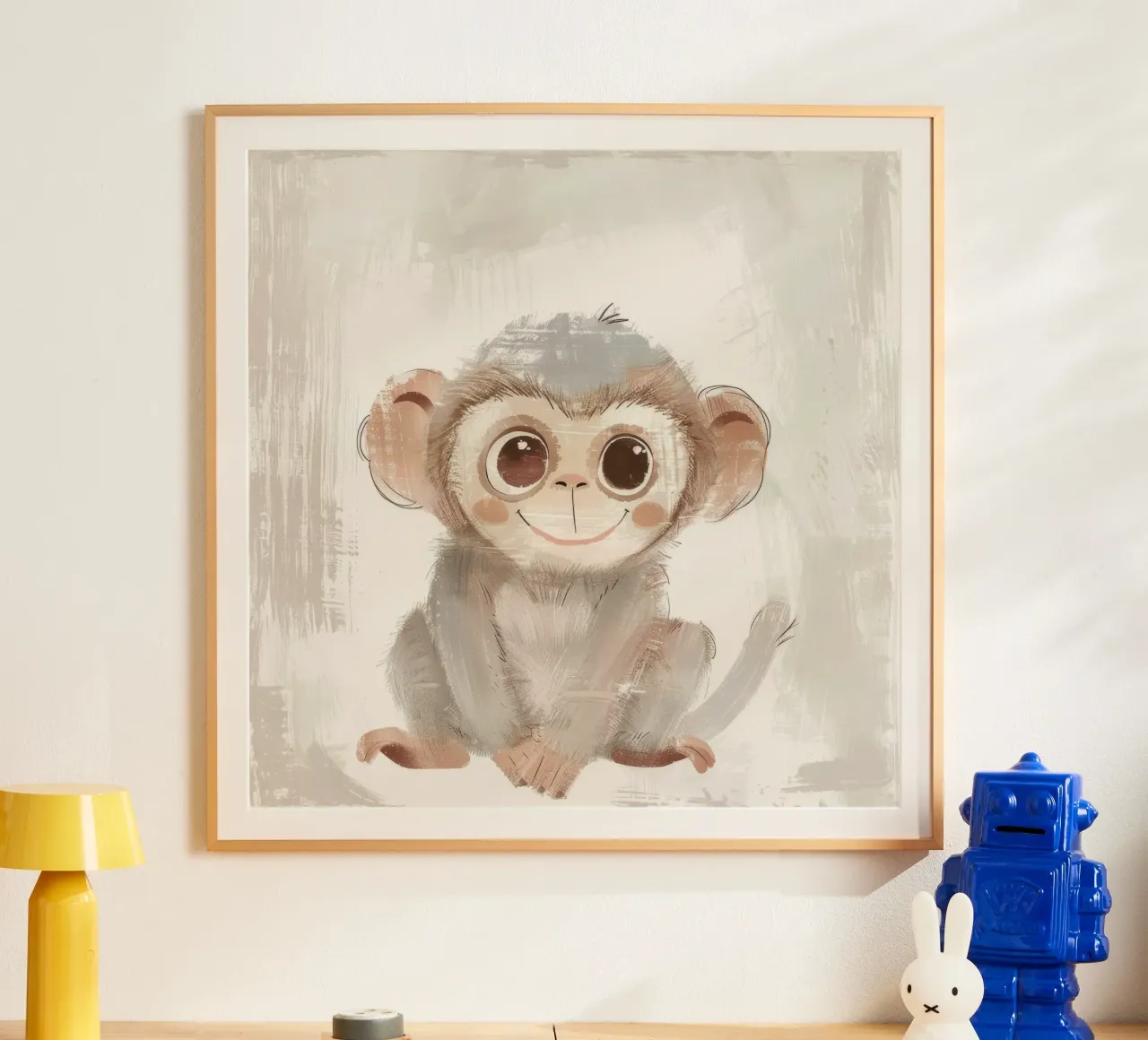 Jeune singe joyeux - Un compagnon de jungle qui aime s'amuser poster de DesignDoodle