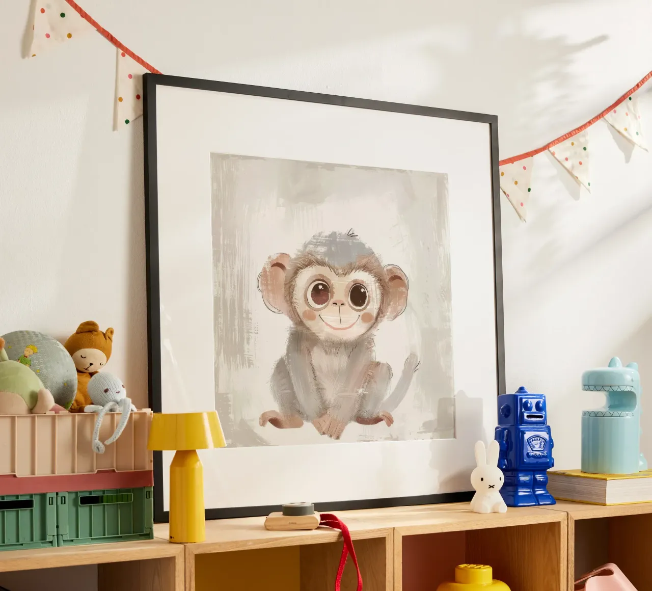 Jeune singe joyeux - Un compagnon de jungle qui aime s'amuser poster de DesignDoodle