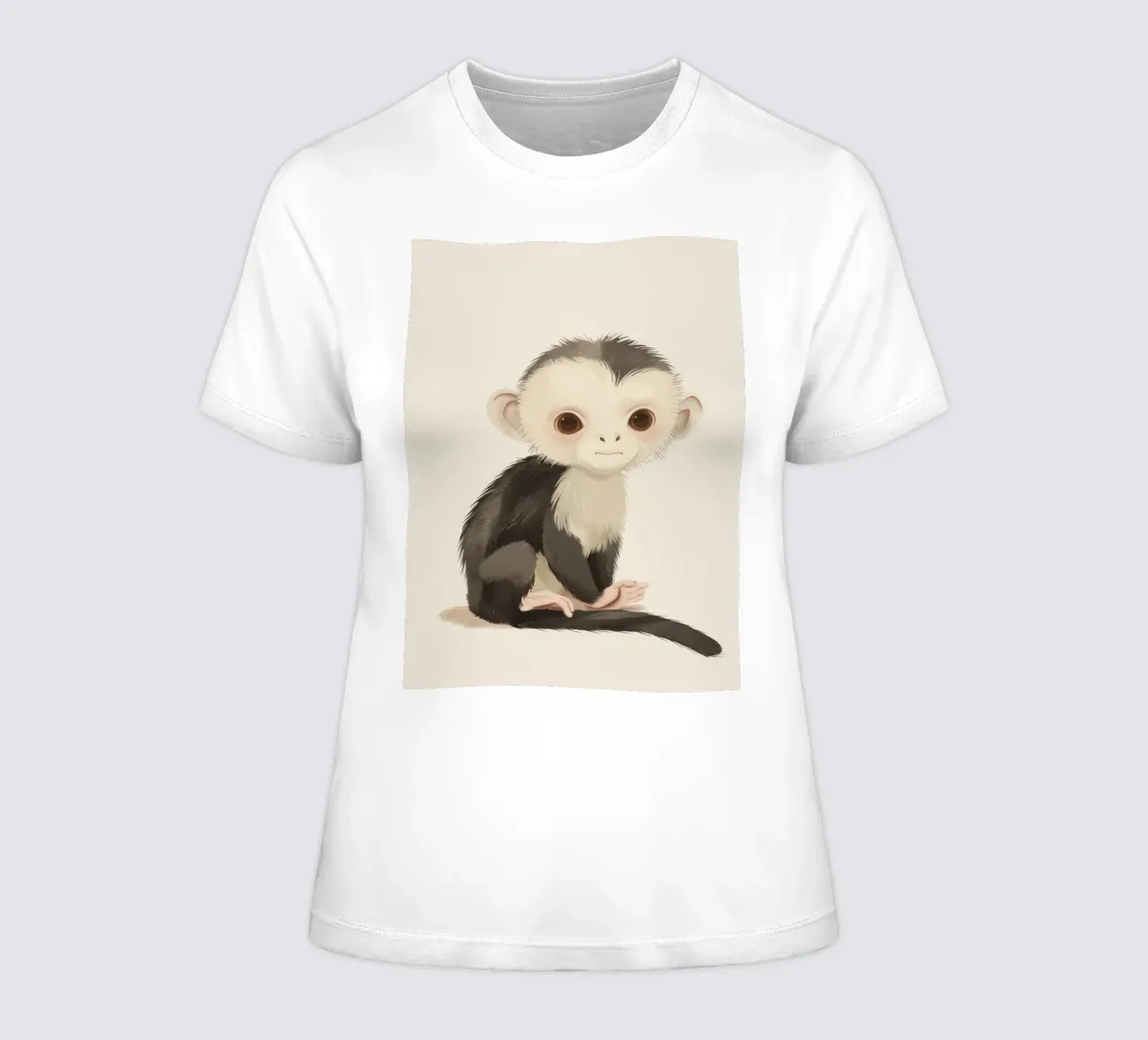 Curious White-faced Monkey - Innocence in the Wild women's fitted t-shirt by DesignDoodle