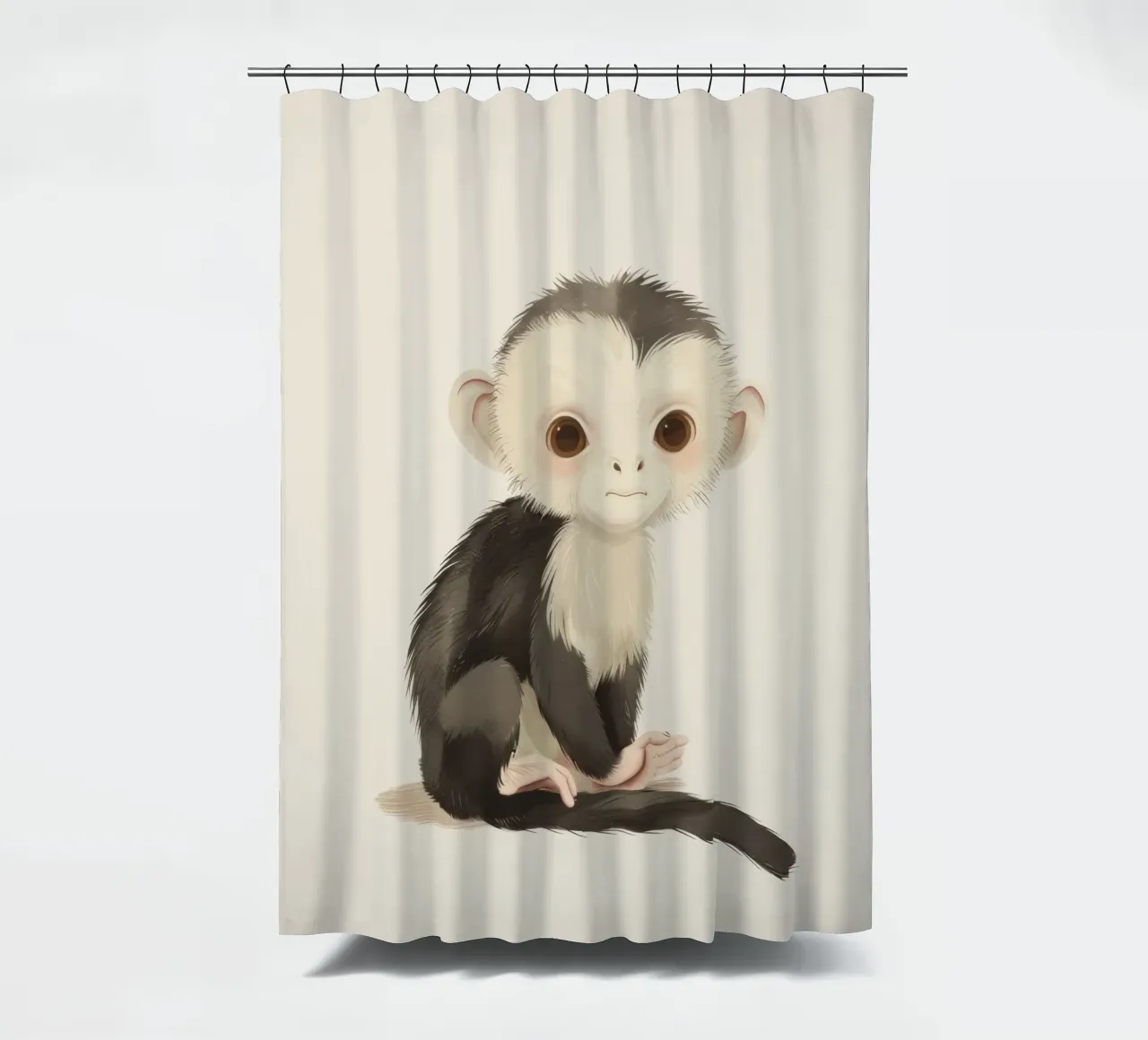 Curious White-faced Monkey - Innocence in the Wild shower curtain by DesignDoodle