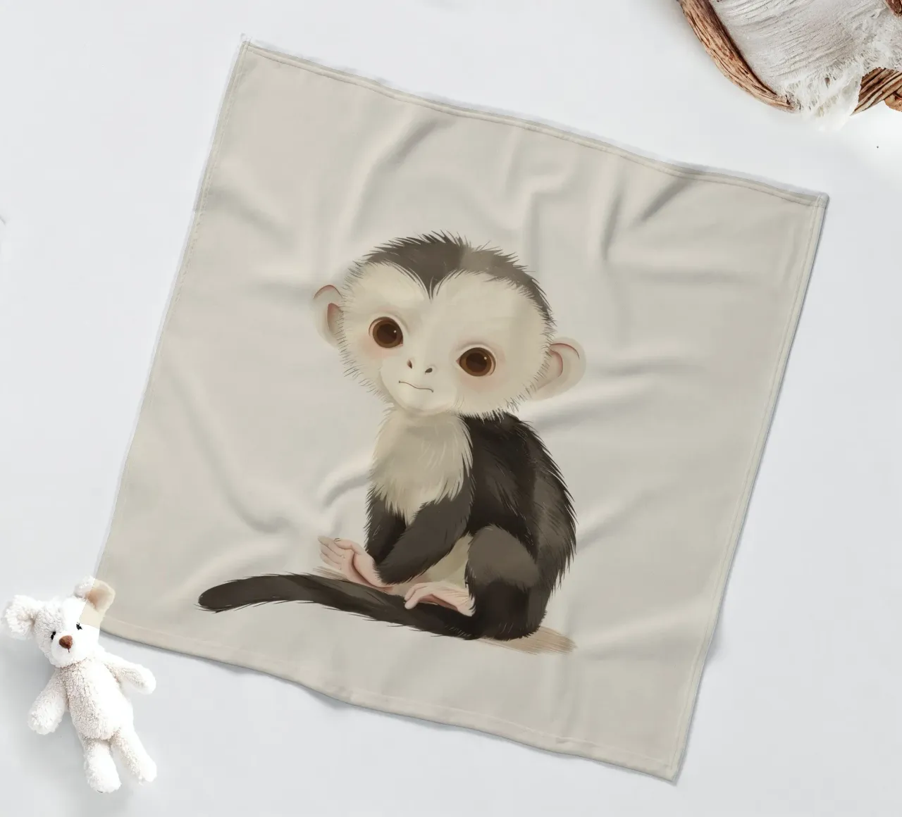 Curious White-faced Monkey - Innocence in the Wild fleece blanket by DesignDoodle