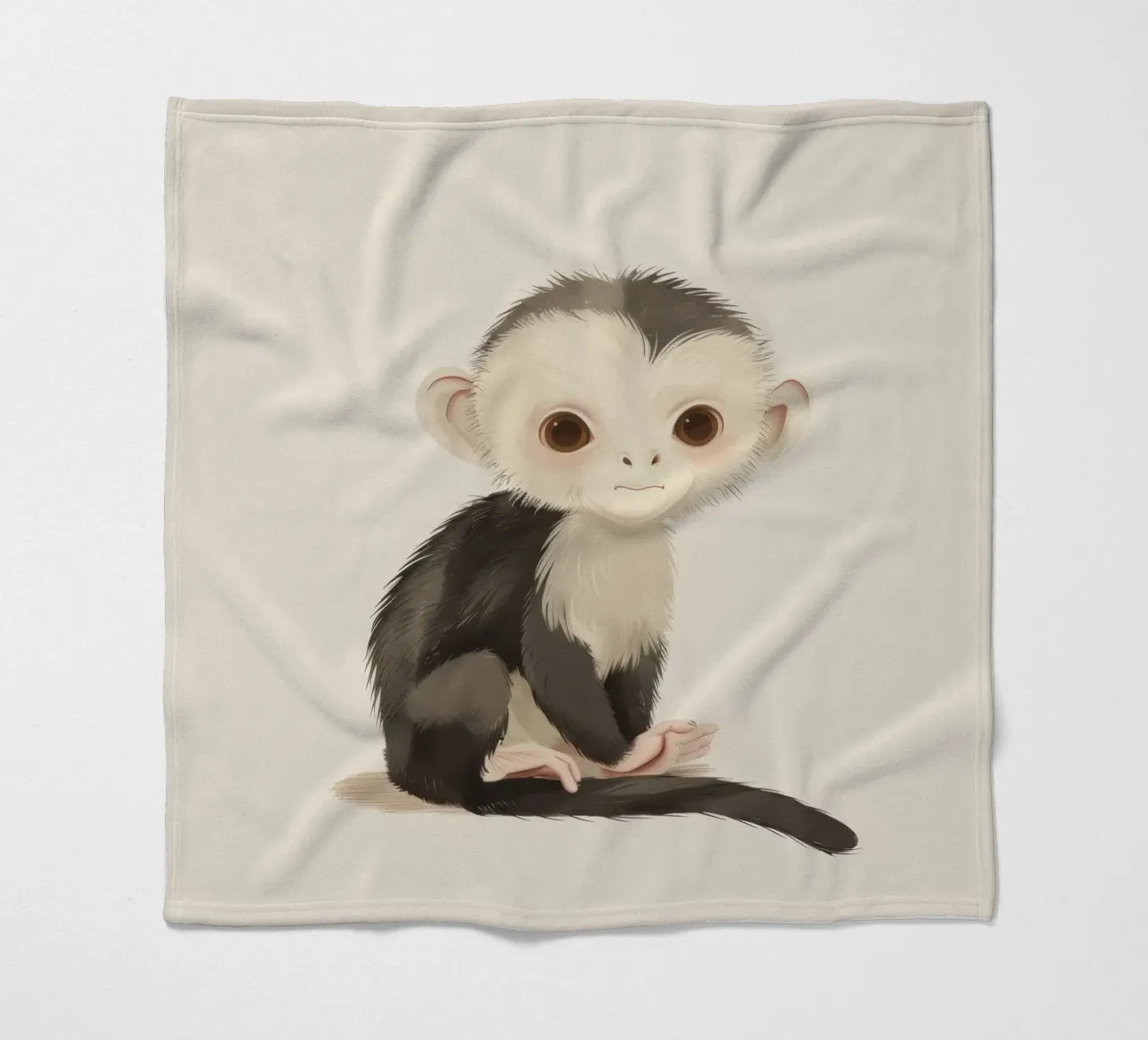 Curious White-faced Monkey - Innocence in the Wild fleece blanket by DesignDoodle