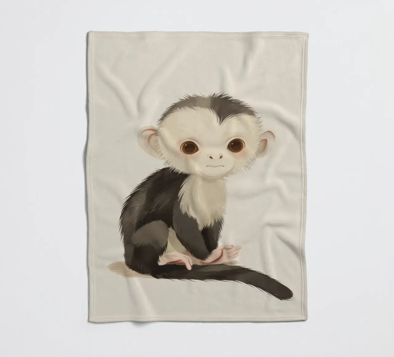 Curious White-faced Monkey - Innocence in the Wild fleece blanket by DesignDoodle
