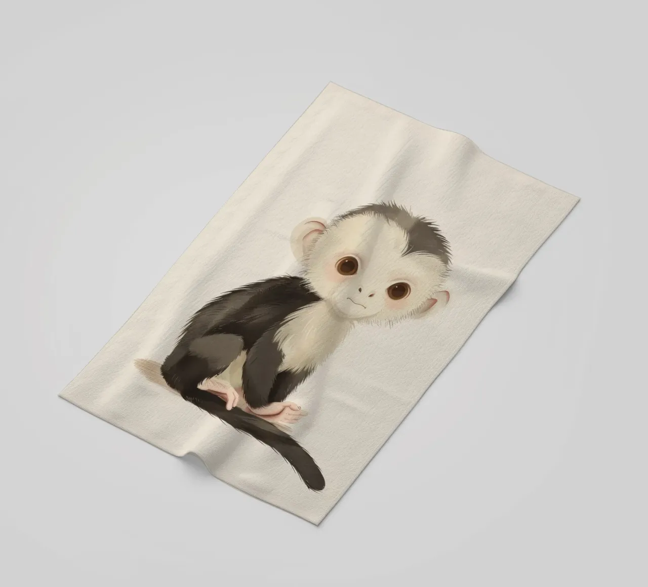 Curious White-faced Monkey - Innocence in the Wild beach towel by DesignDoodle