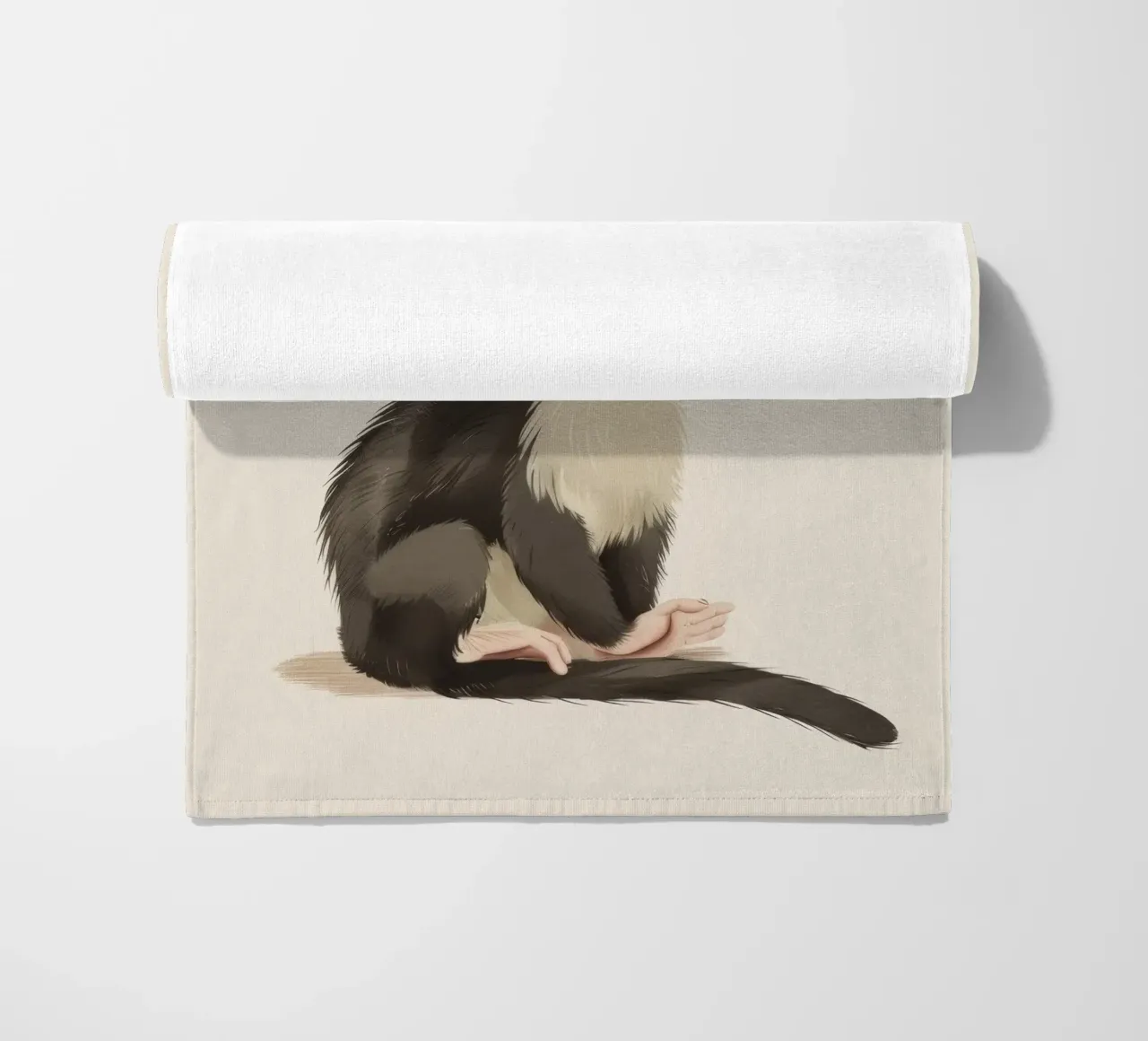 Curious White-faced Monkey - Innocence in the Wild beach towel by DesignDoodle