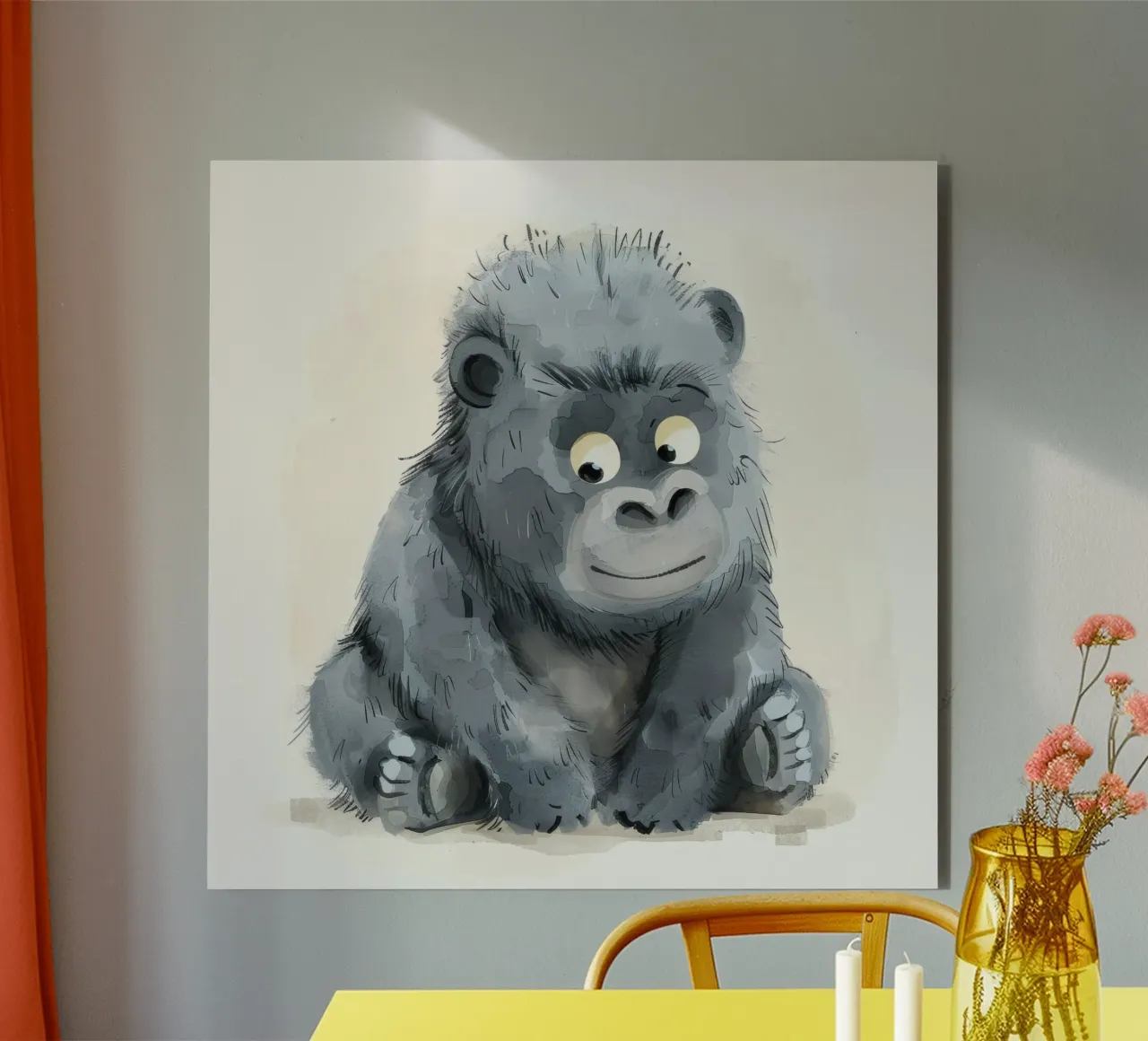 Endearing Baby Gorilla - Strength and Tenderness Combined alu-dibond by DesignDoodle