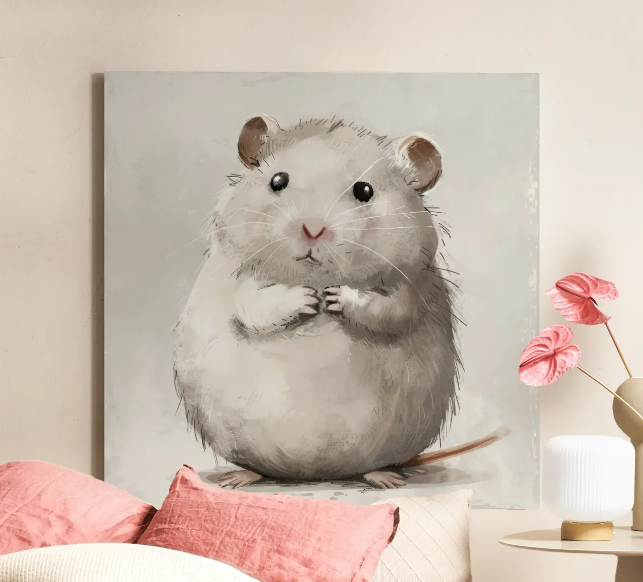 Adorable Hamster - A Little Bundle of Fluff canvas with Floater frame by DesignDoodle