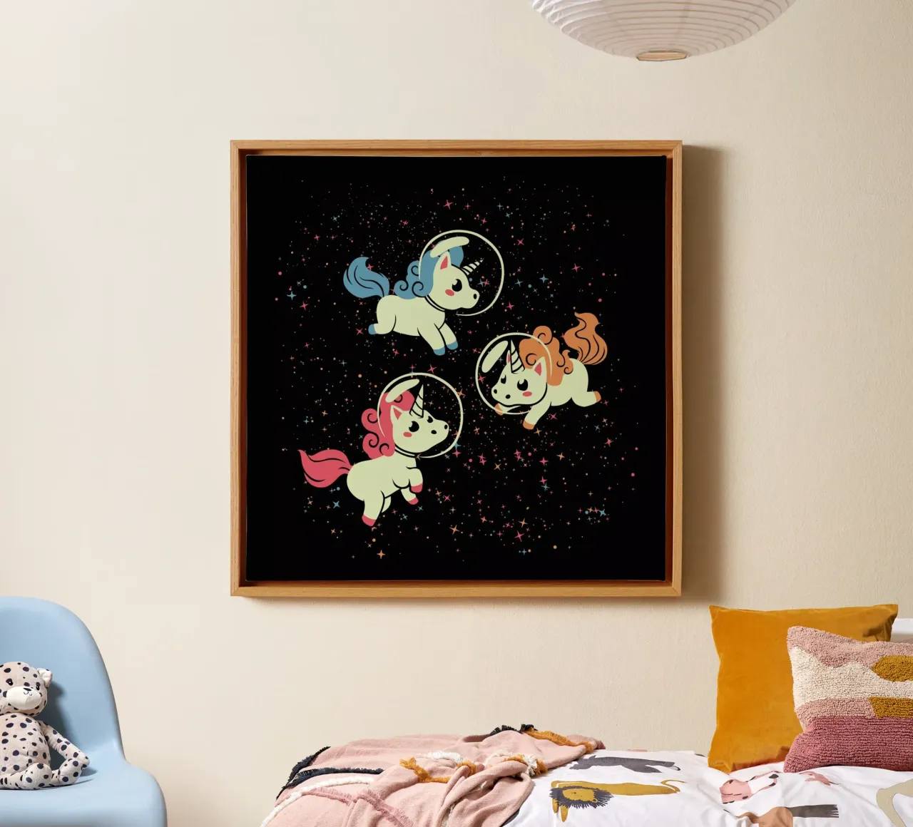 Space Unicorn canvas met Baklijst van Tobe Fonseca