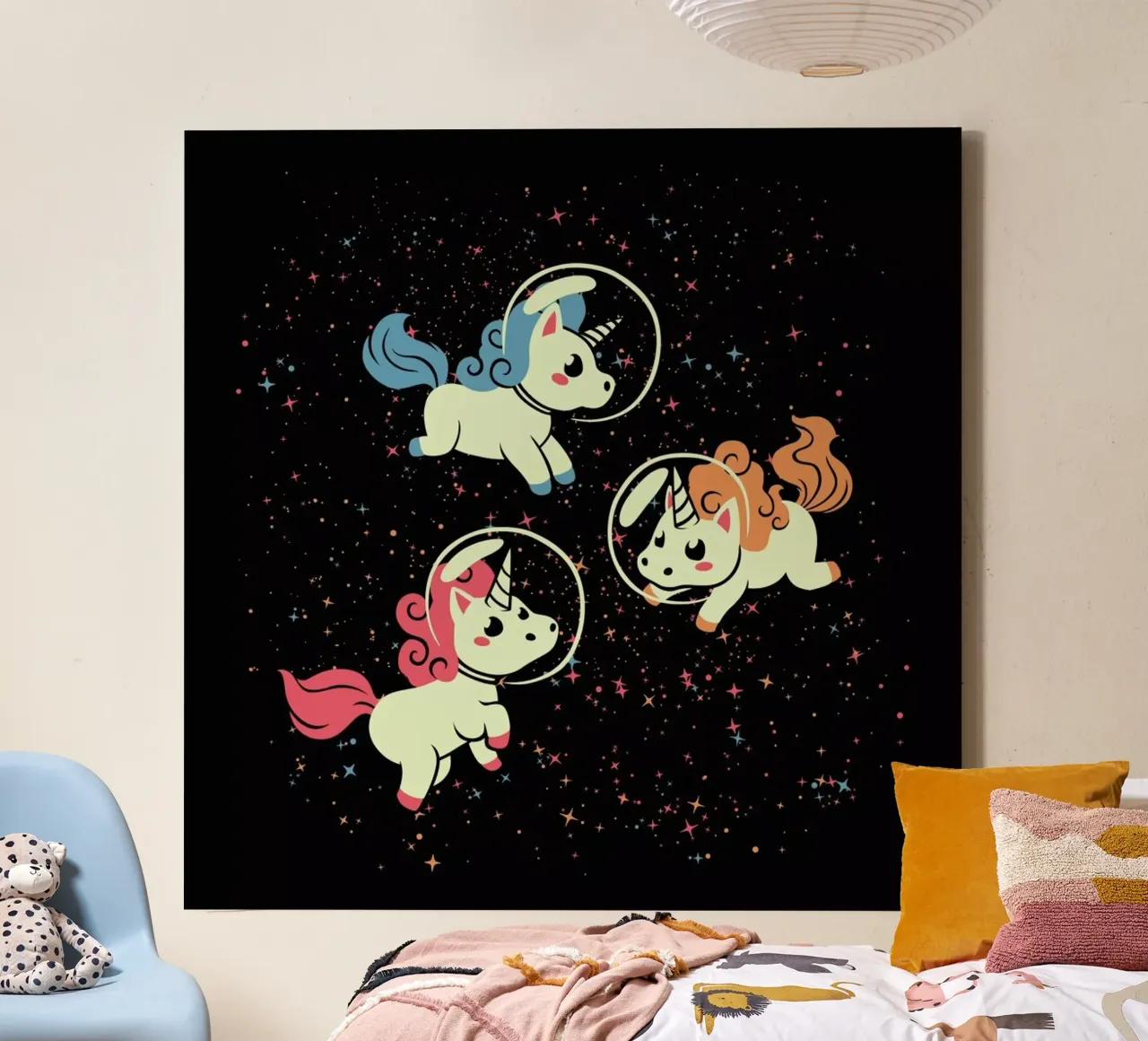 Space Unicorn canvas met Baklijst van Tobe Fonseca