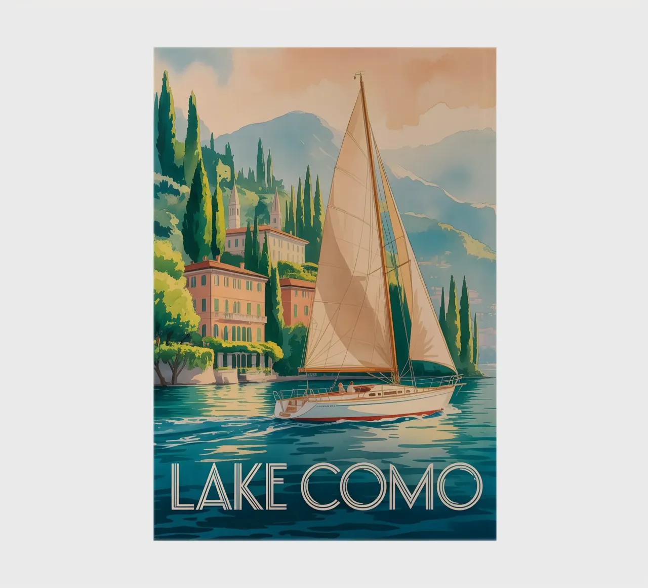 Lake Como watercolour travel poster notebook by Vintage Travel Art