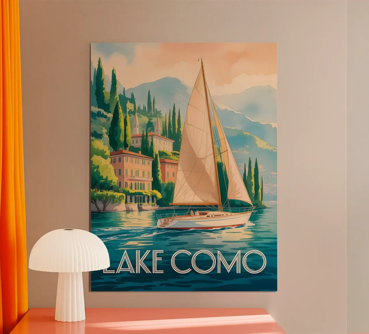 Poster di viaggio del Lago di Como ad acquerello carta hahnemühle da Vintage Travel Art