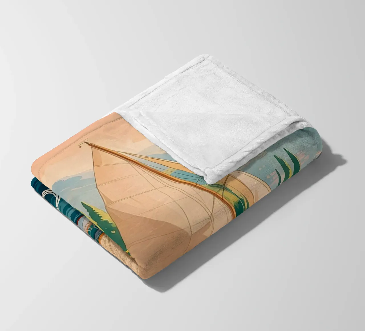 Lake Como watercolour travel poster fleece blanket by Vintage Travel Art