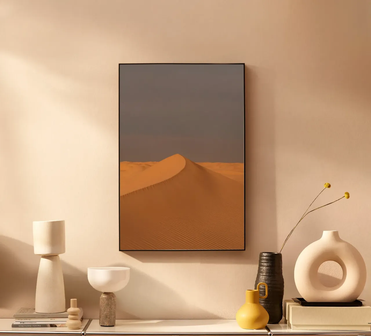 Sand dune in orange sunset alluminio dibond da photolovers