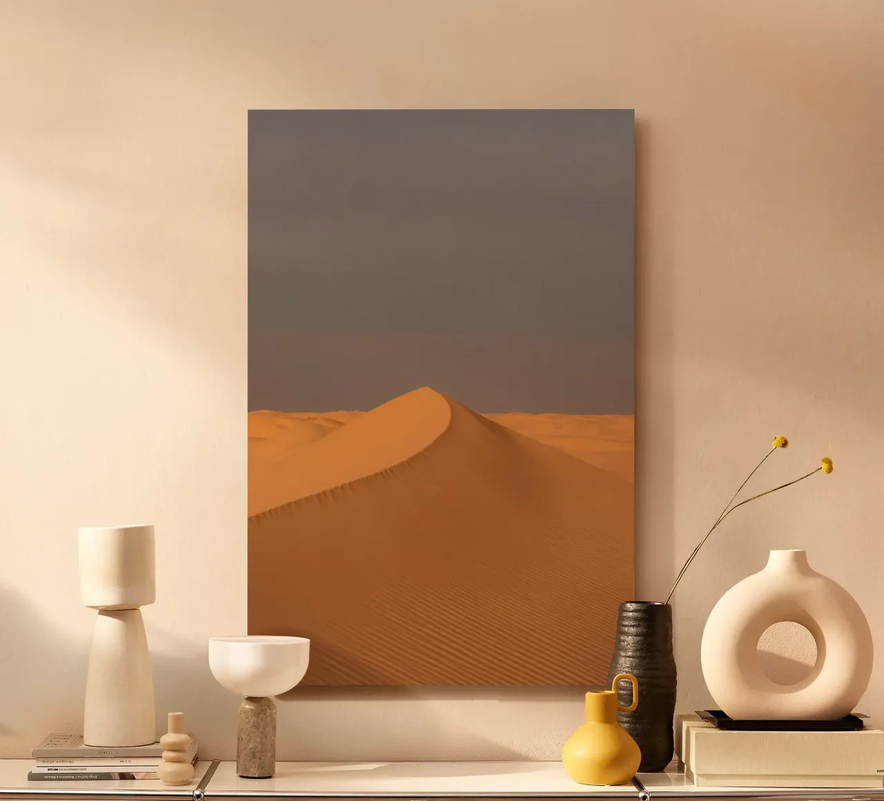 Sand dune in orange sunset alluminio dibond da photolovers