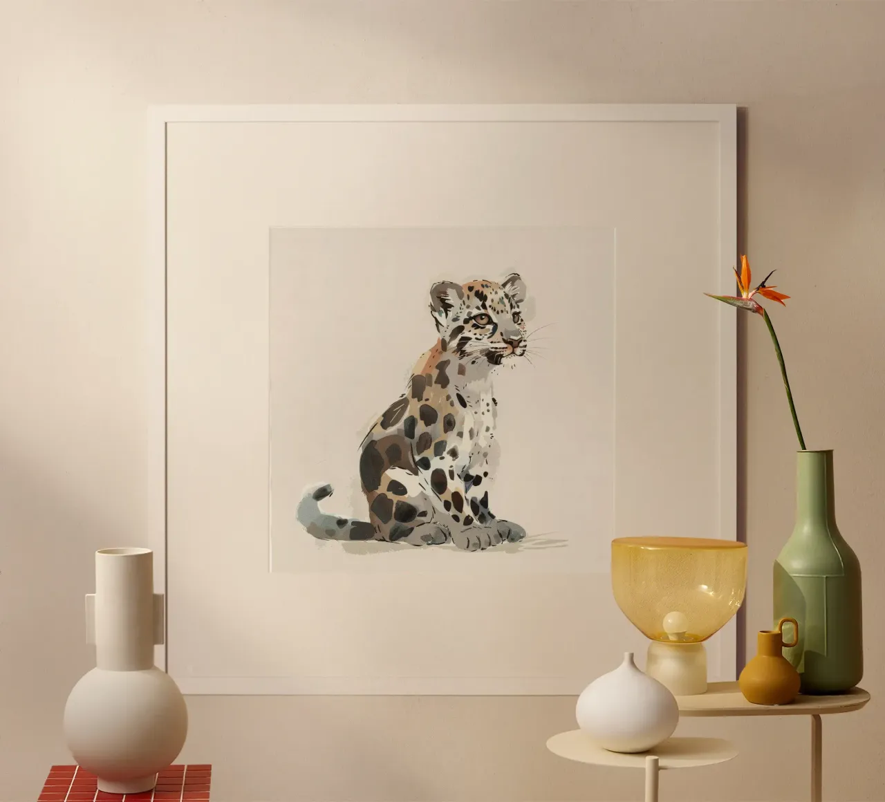 Cucciolo di gattopardo giocoso - La bellezza selvaggia della natura poster con telaio in alluminio da DesignDoodle
