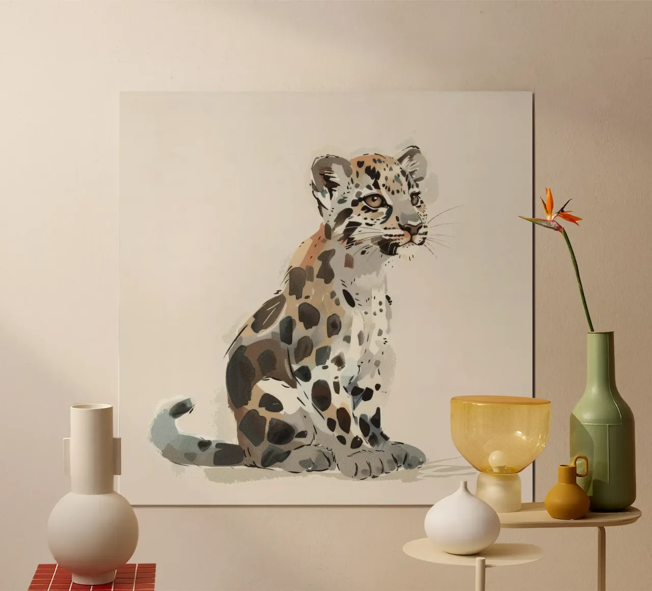 Cucciolo di gattopardo giocoso - La bellezza selvaggia della natura poster con telaio in alluminio da DesignDoodle