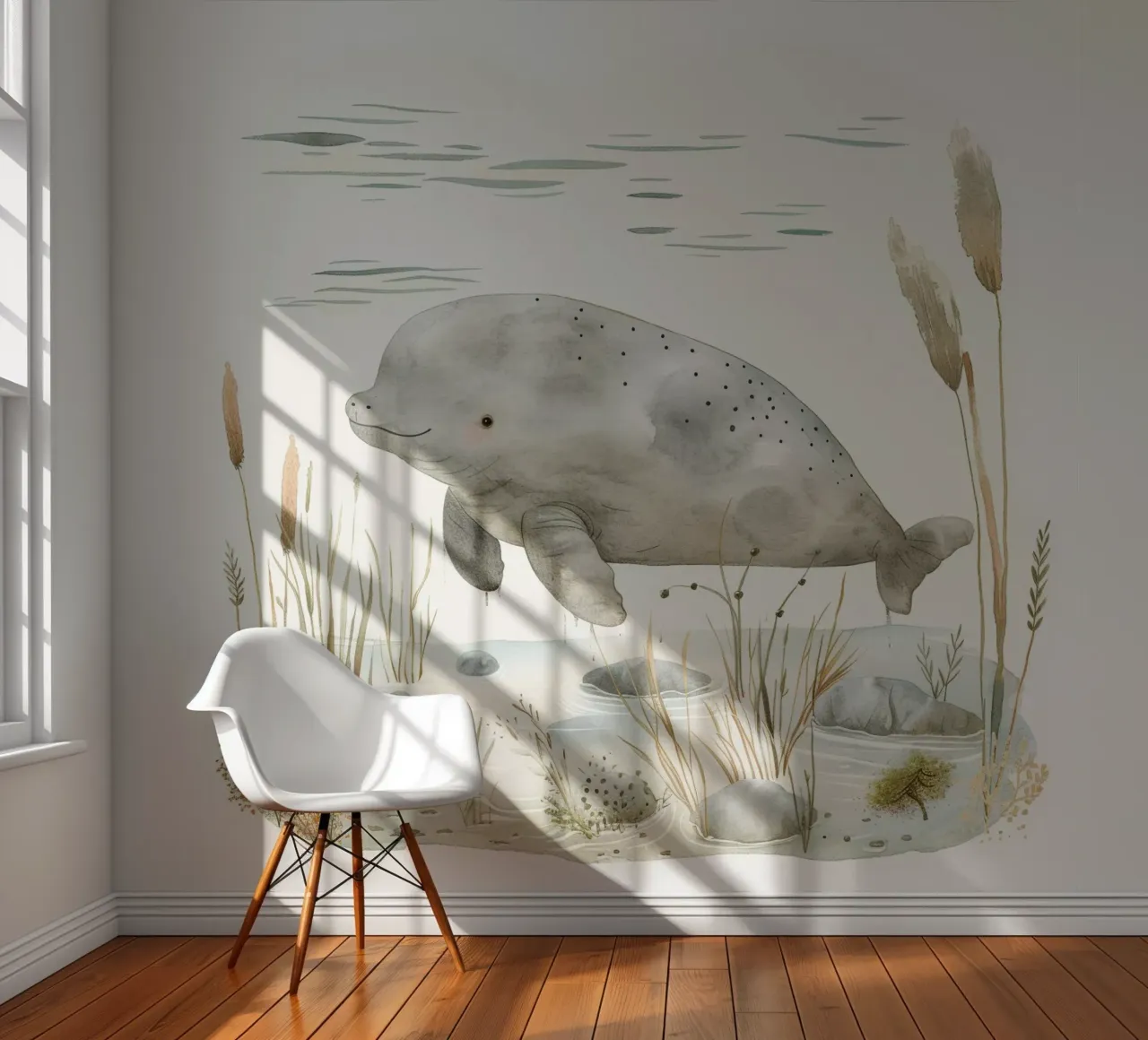 Dugong - Een waterplezier in een serene habitat fotobehang van DesignDoodle