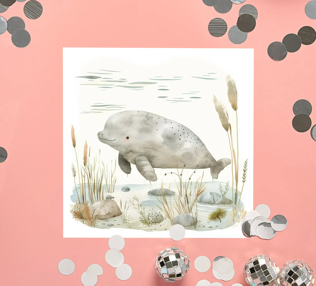 Dugongo gentile - una delizia acquatica in un habitat sereno adesivo da DesignDoodle