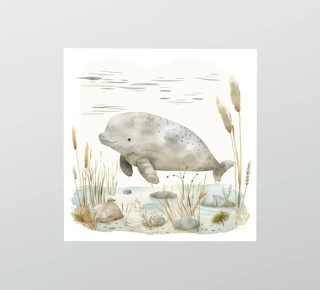 Dugongo gentile - una delizia acquatica in un habitat sereno adesivo da DesignDoodle