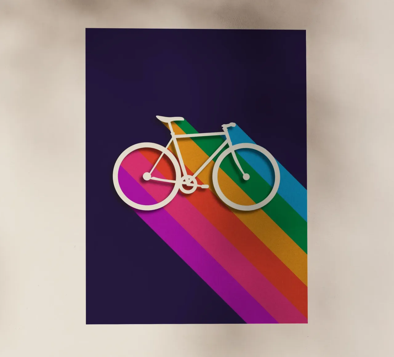 Bici retrò e strisce arcobaleno - Poster minimalista in grassetto pellicola backlit da showmemars