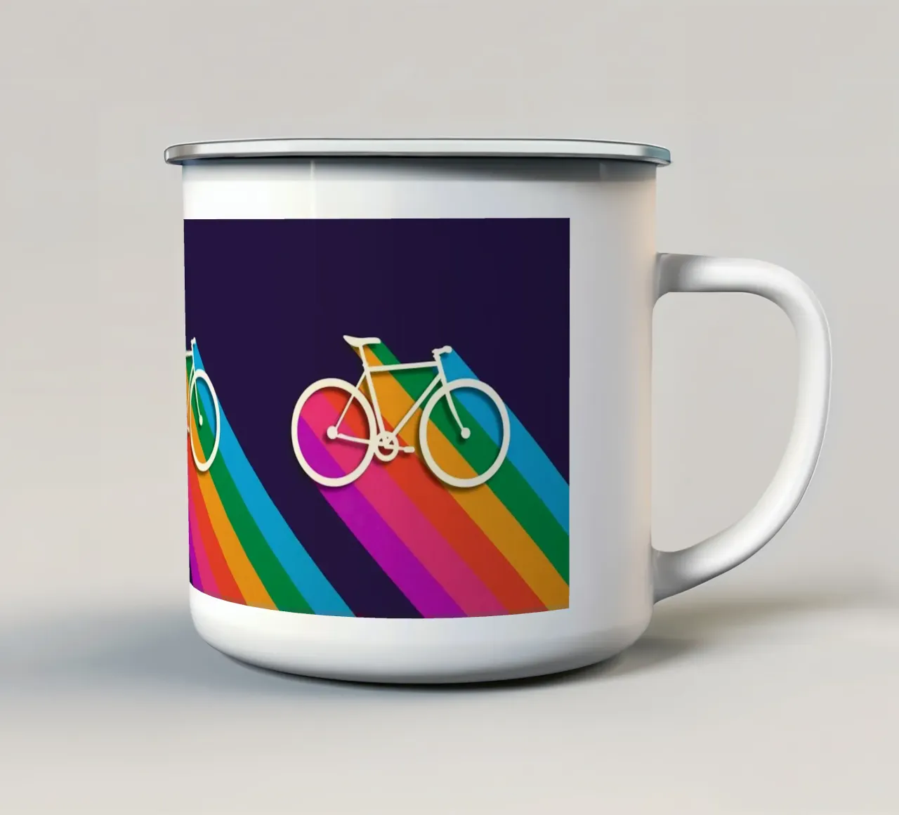 Bici retrò e strisce arcobaleno - Poster minimalista in grassetto tazza in smalto da showmemars