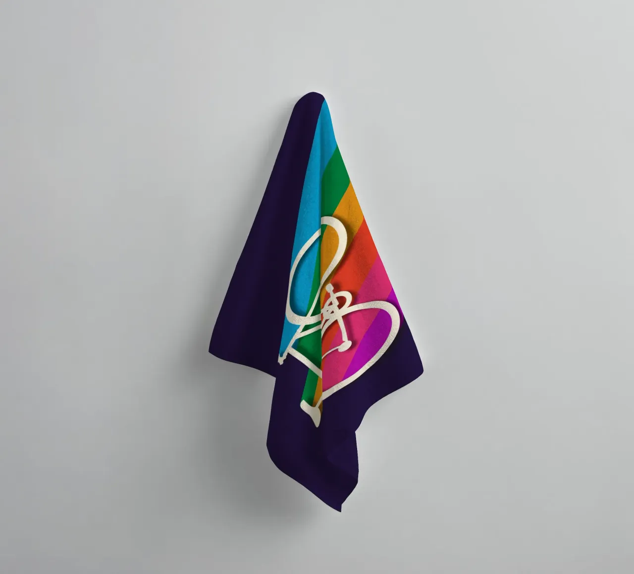 Bici retrò e strisce arcobaleno - Poster minimalista in grassetto asciugamano da bagno da showmemars