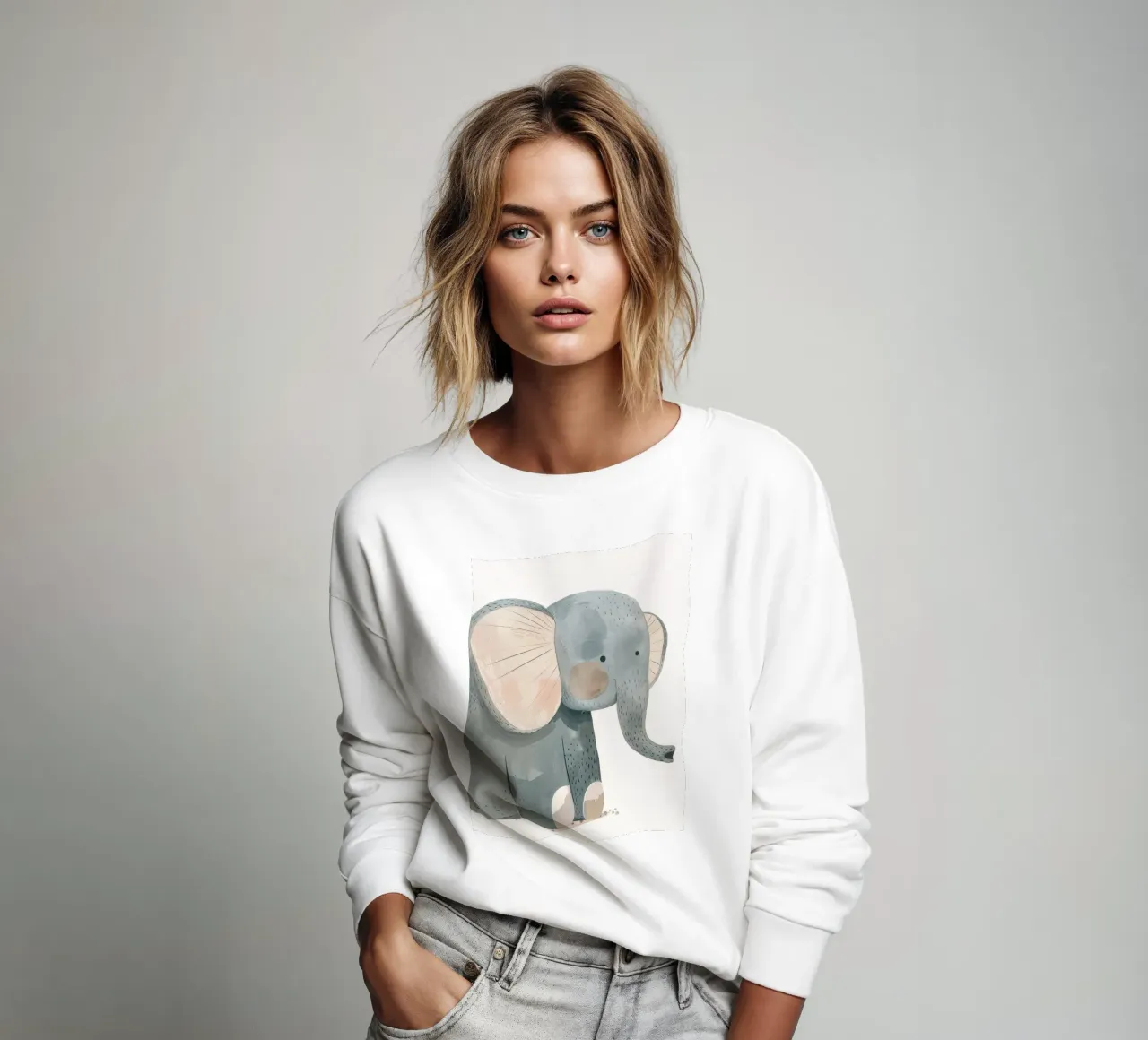 Whimsical Baby Elephant - A Soft and Sweet Jungle Friend sweatshirt by DesignDoodle