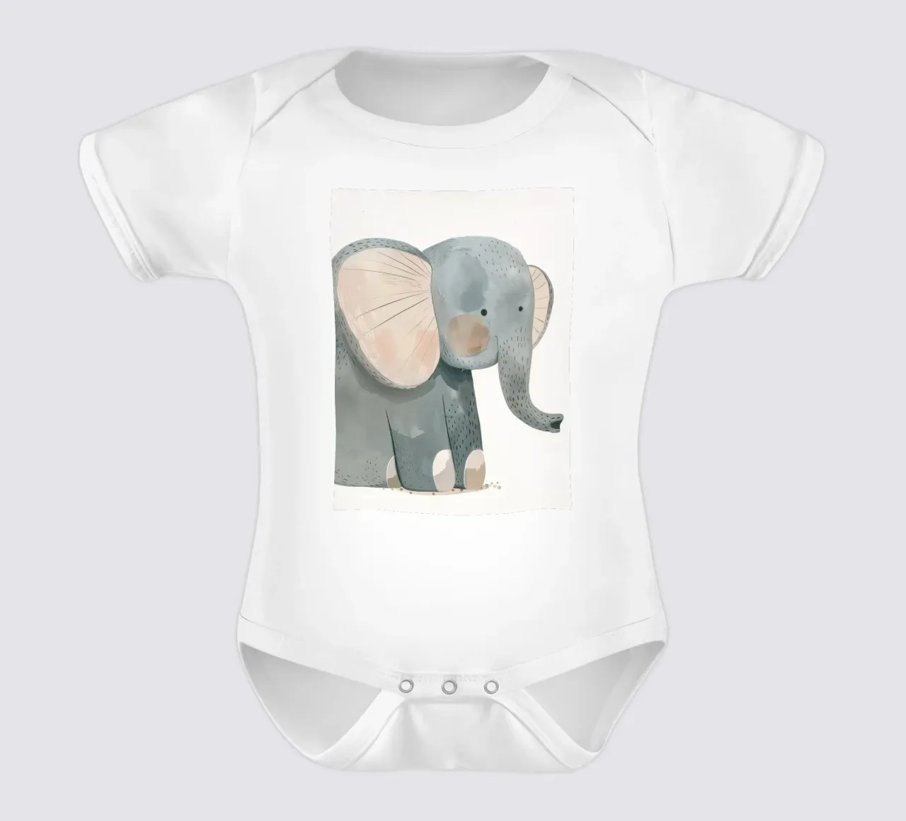 Whimsical Baby Elephant - A Soft and Sweet Jungle Friend short-sleeve baby romper by DesignDoodle