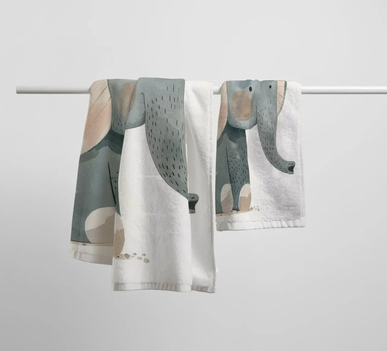 Whimsical Baby Elephant - A Soft and Sweet Jungle Friend towel by DesignDoodle
