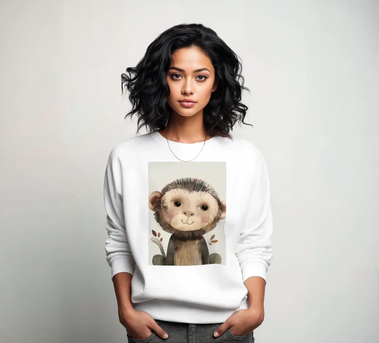 Encantador mono marrón con ramitas - Un espíritu juguetón del bosque sudadera de DesignDoodle