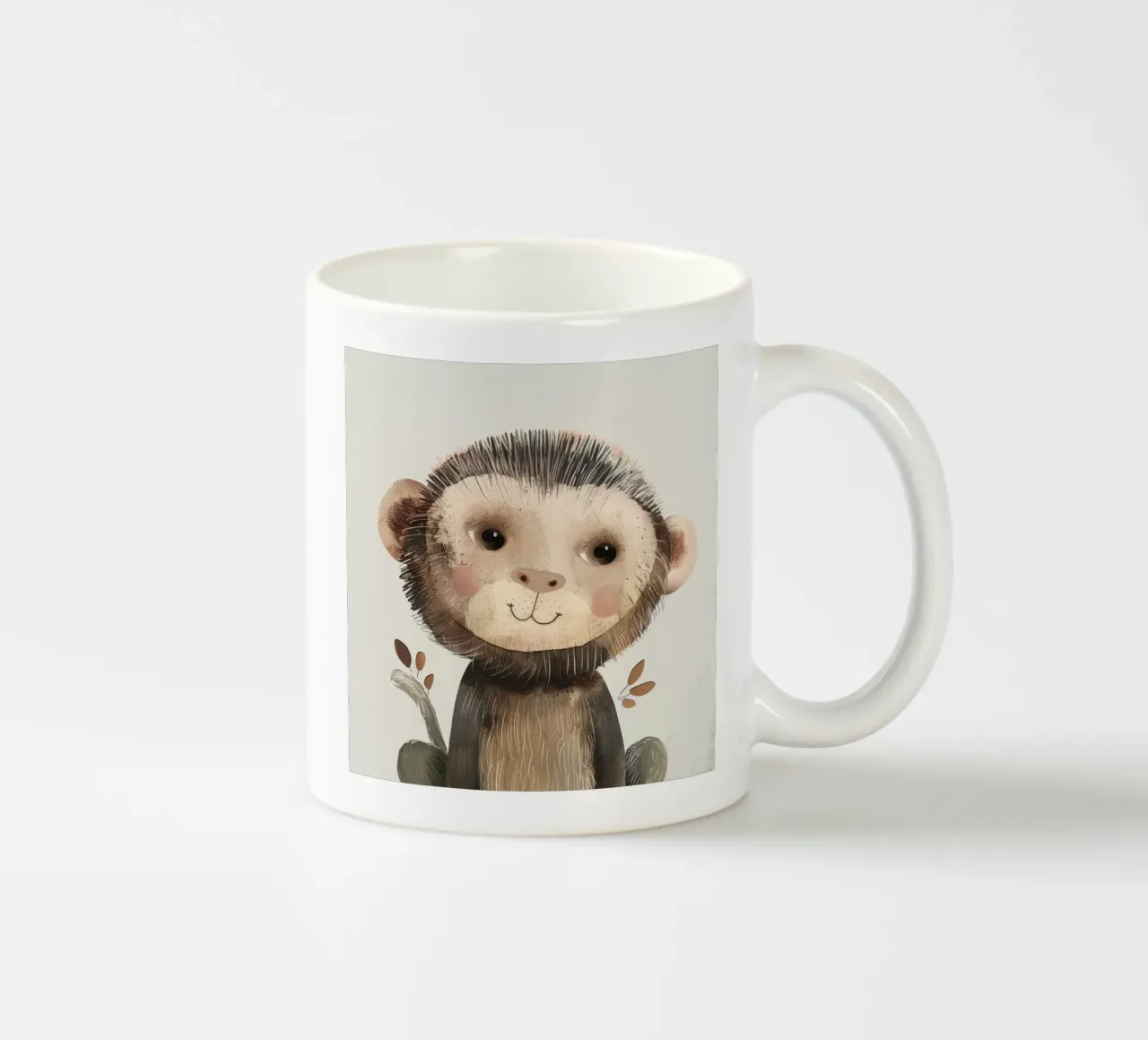 Charmanter brauner Affe mit Zweigen - ein verspielter Waldgeist Keramik Tasse von DesignDoodle